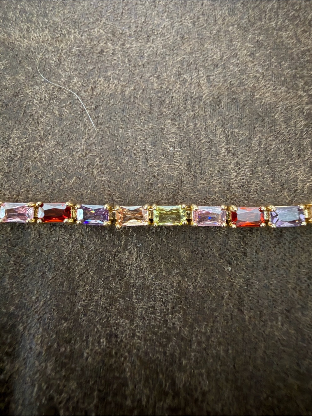 Gold Multi-Color Baguette Tennis Bracelet - Picture 2 of 3